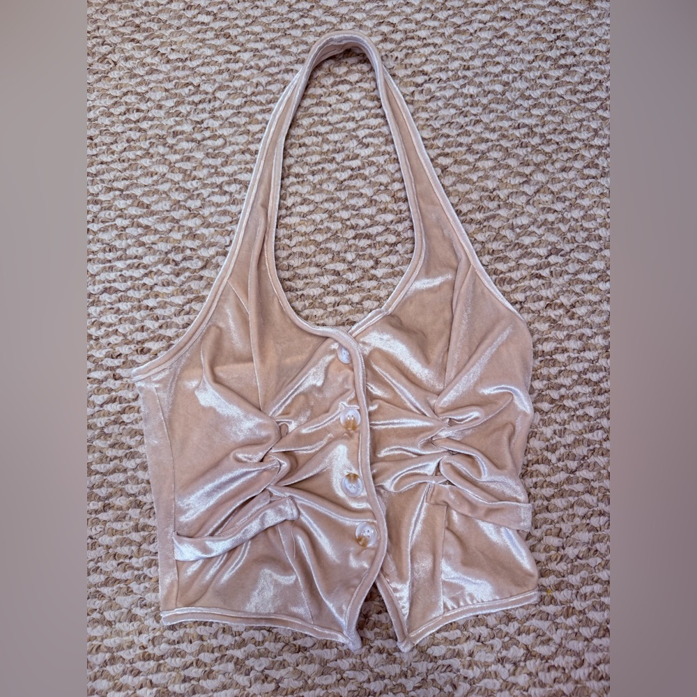 Elegant Cream Halter Top